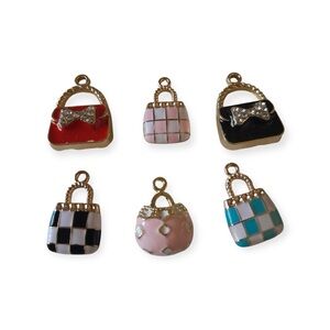 Enamel 6pcs Mini Purse Bag Charms / Keychain - Perfect for DIY Multicolor